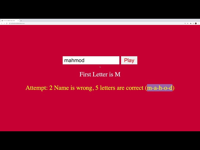 Javascript Project: Guess Correct Name Game