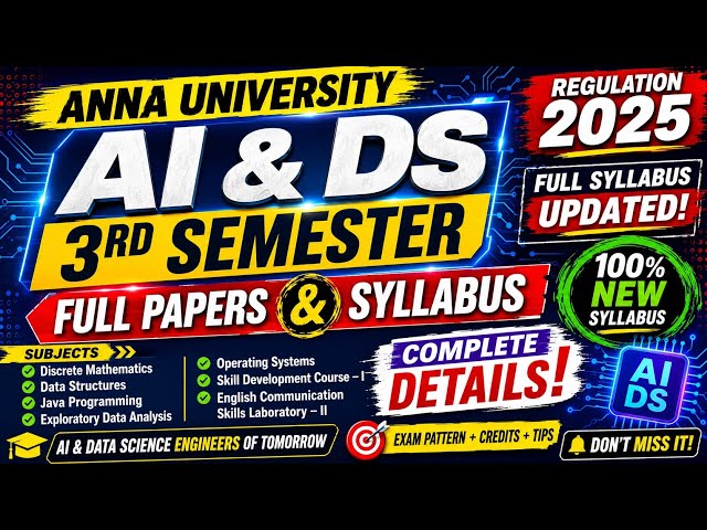 AI & DS 3rd Semester Full Syllabus 2026 | Anna University Regulation 2025 | All Subjects Explained