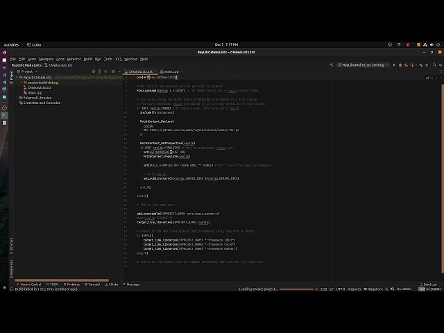 How to get raylib working with CMakeLists Clion linux