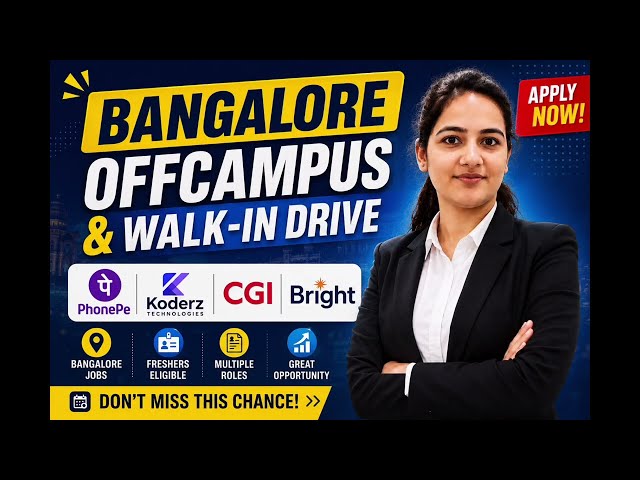 Bangalore OFF-CAMPUS Hiring 🚀 Freshers & Internships | AI, QA, SDE, DevOps Jobs | Apply Now