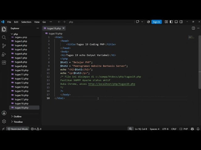 Tutorial Coding PHP: echo Output Variabel