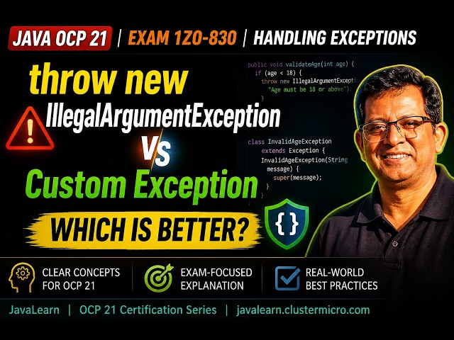 Java OCP 21 (1Z0-830) | Exceptions | Custom Exceptions — Checked vs Unchecked