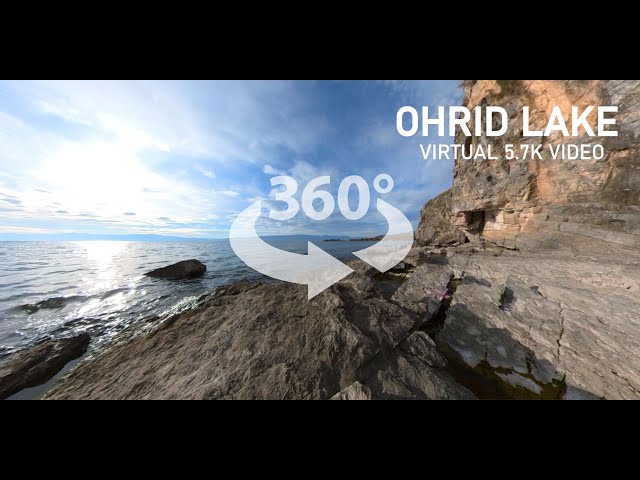 Ohrid Lake, Virtual 360° Nature 5.7K Video, Relaxing wave sounds