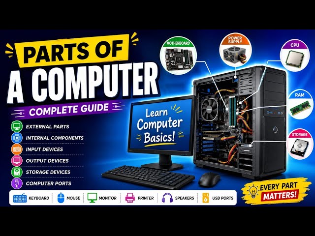 Parts of a Computer Explained | Computer Basics for Beginners | Internal & External Components