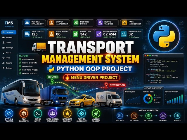 🚚🚌  Transport management system using python ll Oop concepts based project ll mini python projects