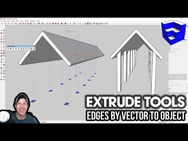 SKETCHUP EXTRUDE TOOLS TUTORIALS (EP6) - Extrude by Vector to Object