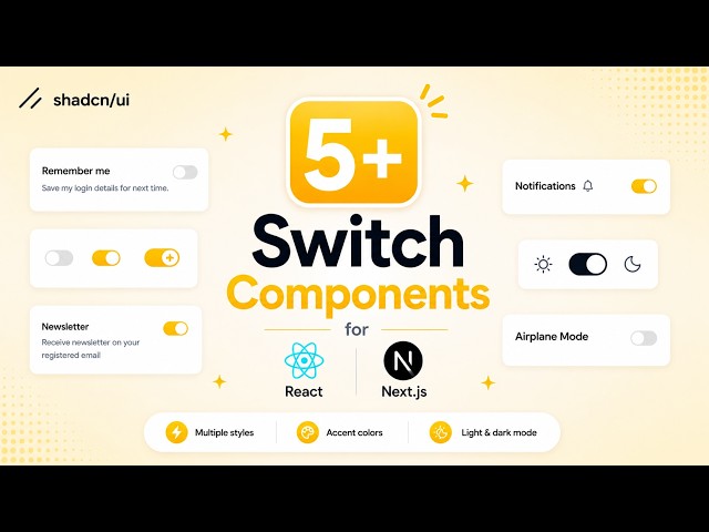 Shadcn Switch Components for Settings, Dark Mode & Feature Toggles