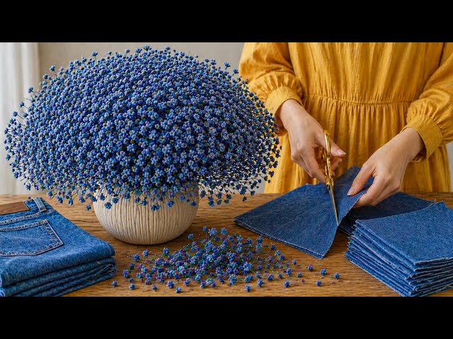 Turn Old Jeans Into Stunning Denim Flowers | Step-by-Step Tutorial👖 Gypsophila