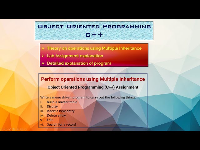 Multiple Inheritance Operations in C++ | Object-Oriented Programming (OOP) | OOP Lab Assignment