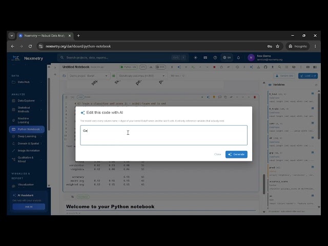 Python notebook demo