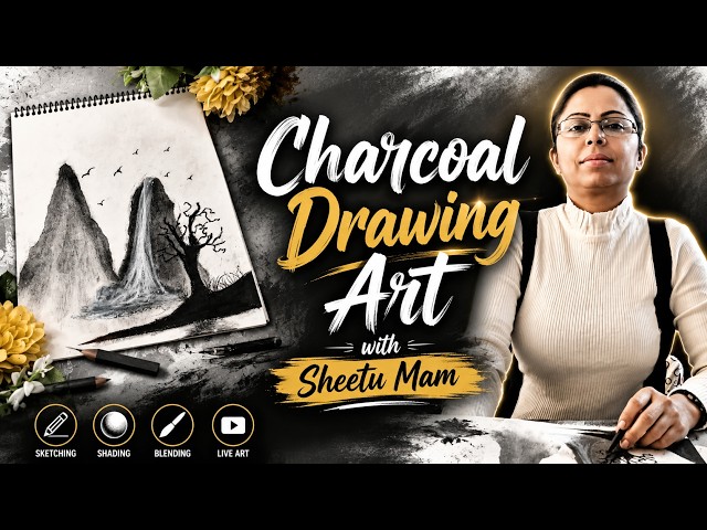 🖤 Charcoal Drawing Art Live | Creative Sketching Session 🎨 | Relaxing Art Stream