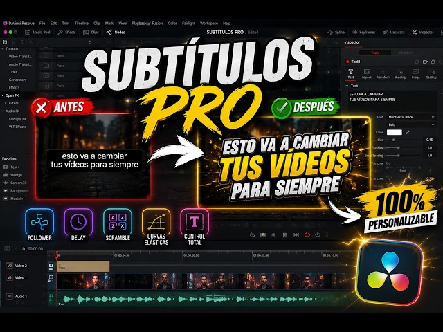 Crea SUBTÍTULOS VIRALES en DaVinci Resolve en 5 minutos | Guía Text+ y Snap Captions
