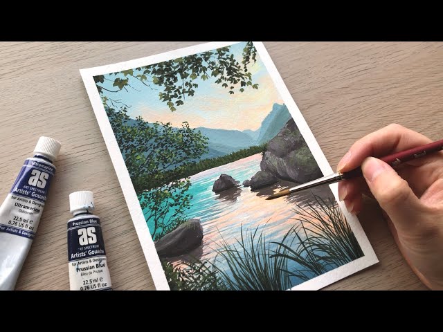 Sunset Mountain Gouache Tutorial