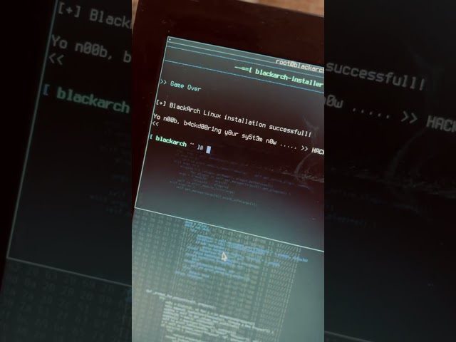 I installed BlackArch Linux on my 2GB RAM, 64GB internal storage Chromebook.  #like #shorts #hacker