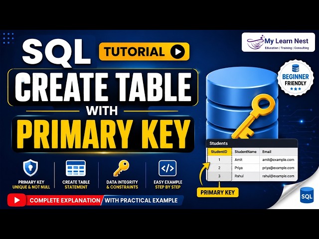 How to Create a Table with PRIMARY KEY in SQL | SQL CREATE TABLE Tutorial
