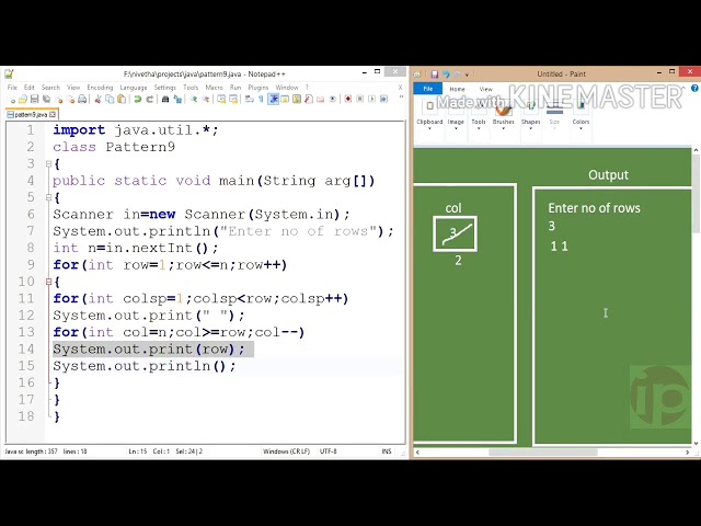 Pattern Program #9 | java | Tamil