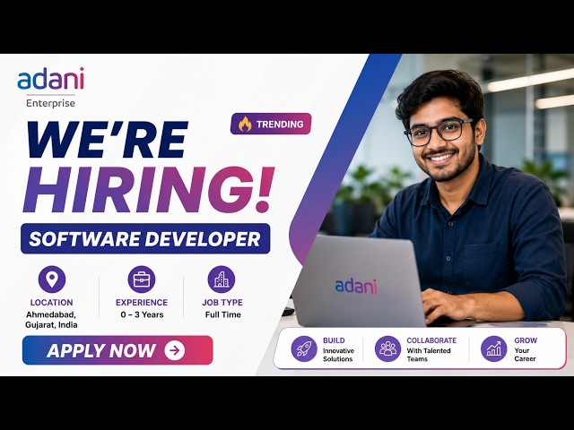Adani Hiring Software Developer🚨🔥| 0–3 Years Experience | Apply Now | Freshers 2026 | Trending role