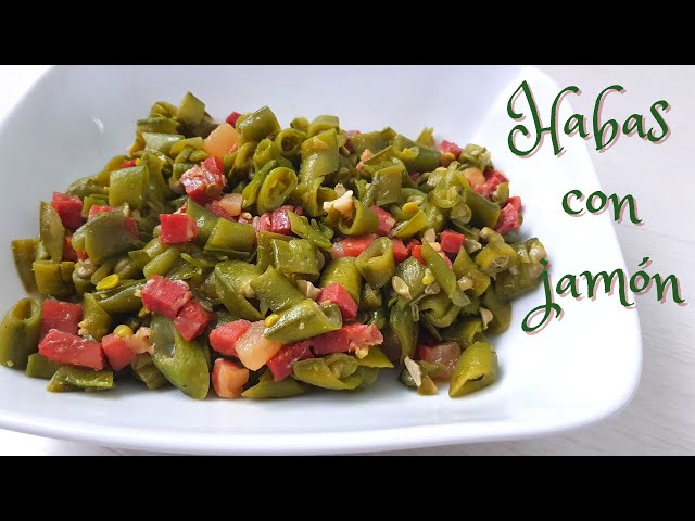 Broad beans with ham in their pods | Recipe for unshelled broad beans | Delicious and healthy