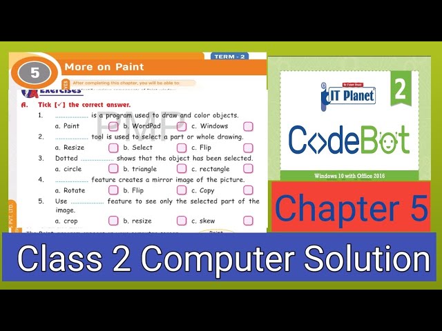 Exercise Solutions - More on Paint | Class 2 Computer Chapter 5 #codebot #aps