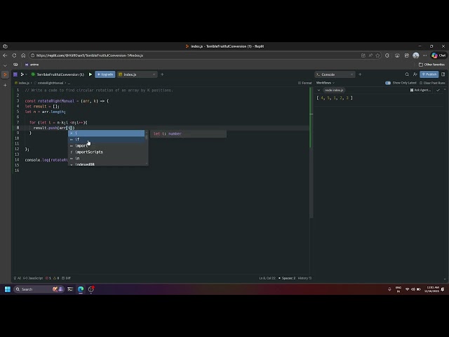 Circular Array Rotation in JavaScript | Rotate Array by K Positions (No Built-in Methods)