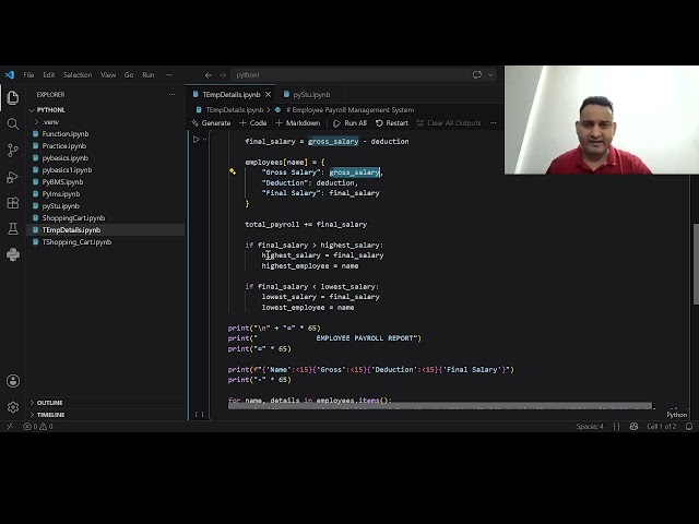 Python Employee Payroll Management System using Dictionary