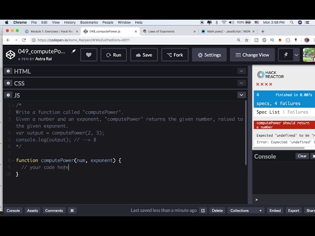 JavaScript Exercises | Hack Reactor's Bootcamp Prep | Module 1 |  049_computePower