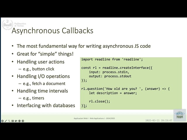 WA1-2025-L07: JavaScript Asynchronous Programming. Interfacing with SQLite.
