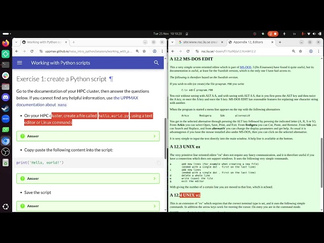Intro to Python course: Working with Python scripts, for Tetralith