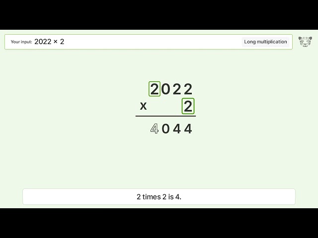 2022 x 2 Long Multiplication - Step-by-Step