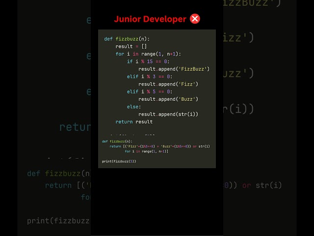 Python FizzBuzz: Beginner vs Expert Solutions #CodeQuality