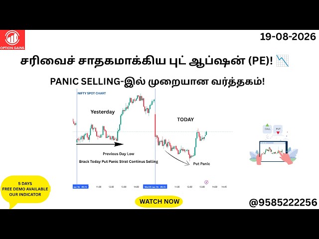 இன்று Panic Selling-இல் முறையான வர்த்தகம்! and sideways market today how to work our system 🤔📊🎯