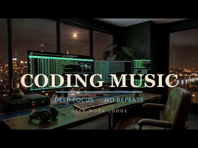 Music for Coding and  Programmers  ~ Night City Hacker Desk ~ 1 Hour Deep Focus, No Repeats