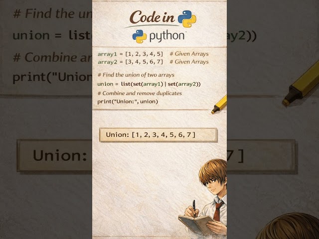 Union of two arrays💯🎒#dsaVerse#trending #viral #ytshorts #coding #dsa#btechcse #python