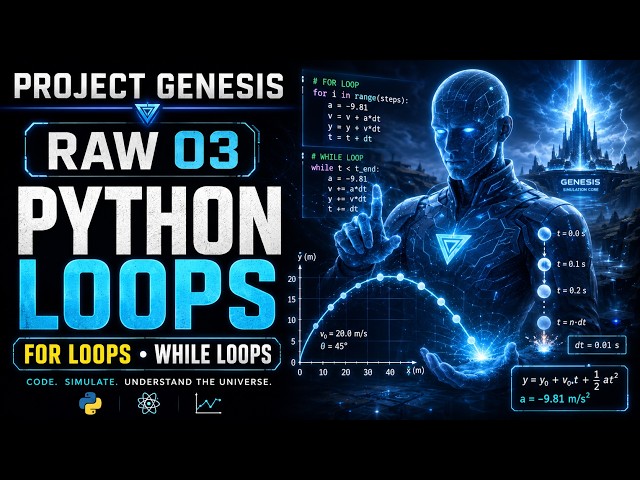 Project Genesis RAW 03 | Python for Physics & Simulation: For Loops, While Loops & Time-Stepping
