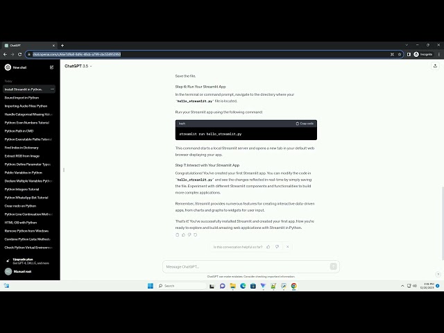 how to install streamlit in python