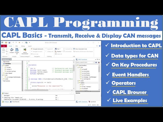 CAPL Programming | CAPL Training | Basics of CAPL | Transmit, Receive CAN Messages Using CAPL Script