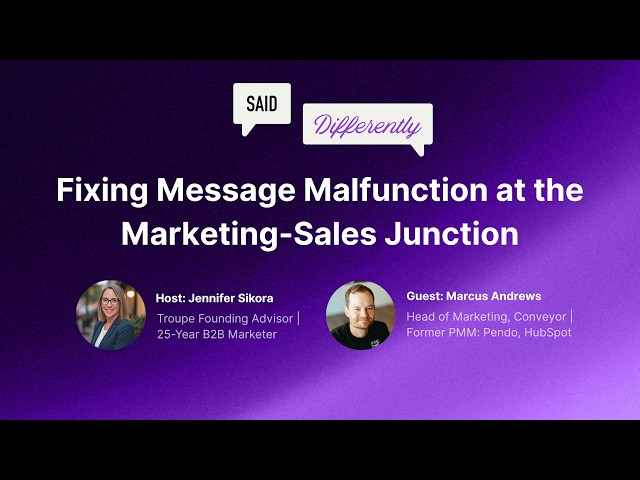 Fixing Message Malfunction at the Marketing-Sales Junction - Ep.25 Said Differently