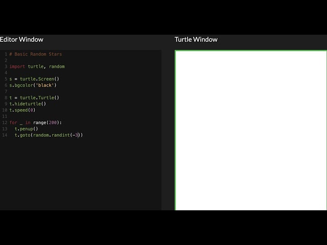 Basic Random Stars in Python Turtle
