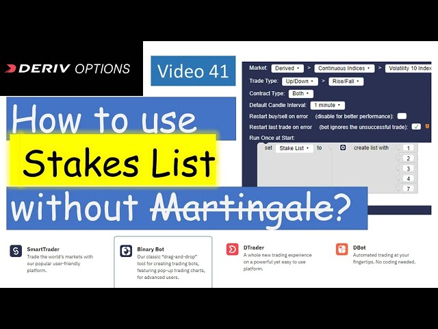 How to program a Binary Bot? Binary Bot Strategy " Stake List without Martingale" : dbot Video 41