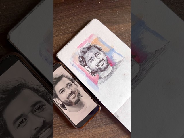 Drawing Dhoni with Black Pen😱😍#tamil #art #drawing #painting #shorts