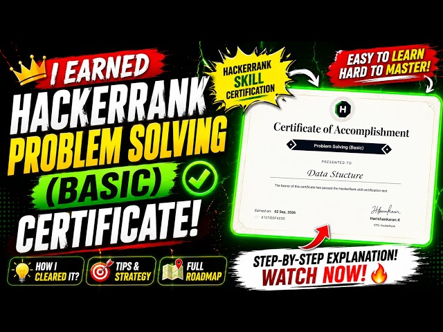 I Finally Cleared HackerRank Problem Solving (Basic)! 🏆 | Certificate with Solution#hackerrank