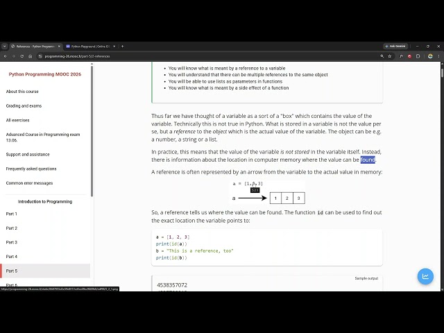 Python Programming MOOC 2026 - Part 5.2.1 References
