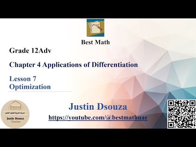 Optimization  | Applications of Differentiation |