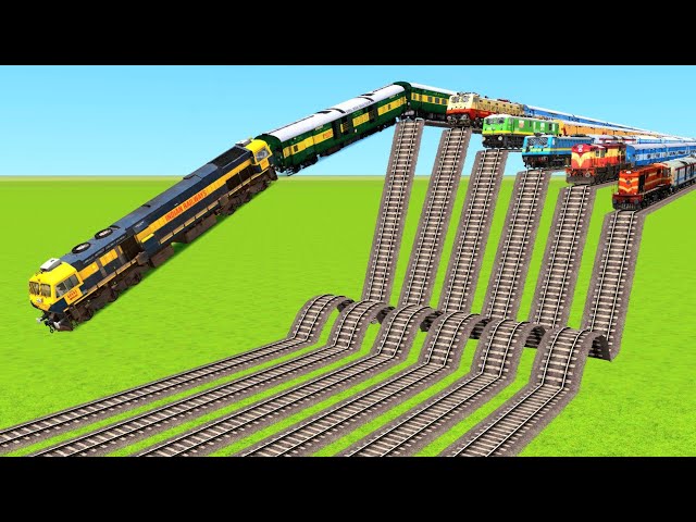 GLOBAL TRAINS SUDDENLY FEEL DOWN FROM HIGH & HIGH BIGGEST & BIGGEST SPEED BUMPS TRACK|TrainSimulator
