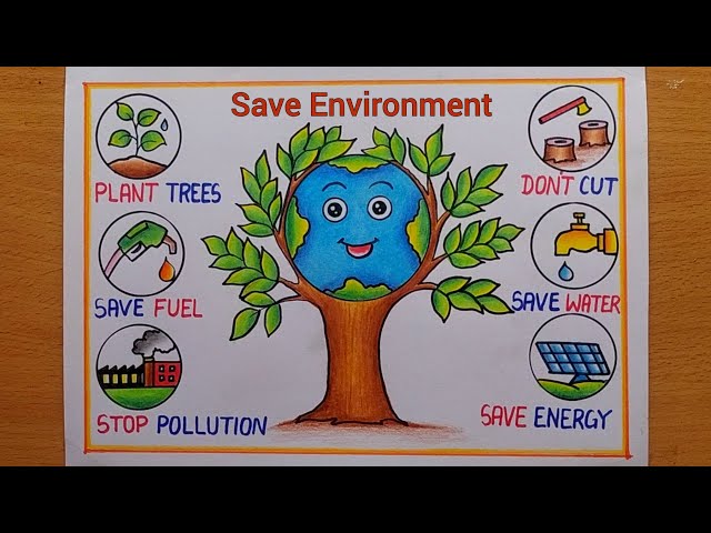 Very easy Environment Day Drawing| World Environment Day Poster drawing| Save Earth Poster drawing