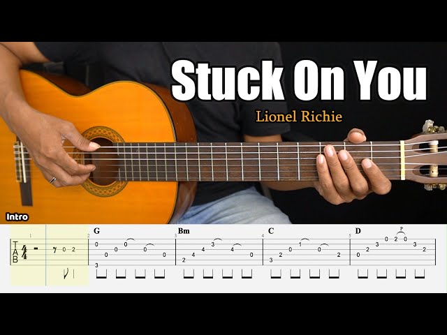 Stuck on You - Lionel Richie - Fingerstyle Guitar Tutorial + TAB & Lyrics