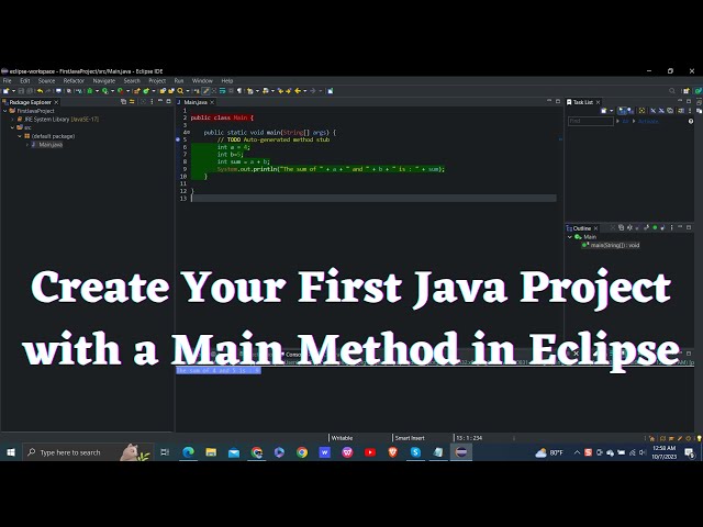 Create Your First Java Project with a Main Method in Eclipse