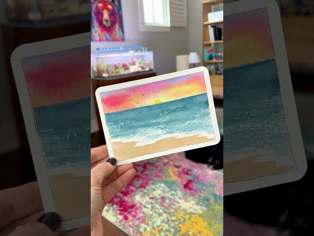 Simple watercolor beach