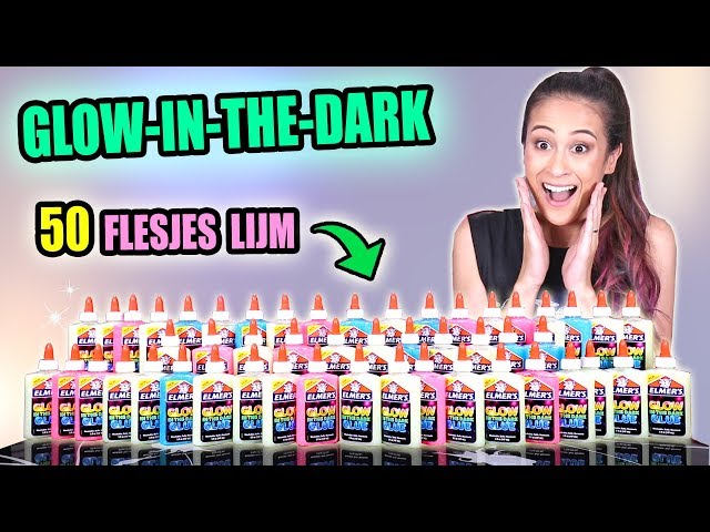 50 FLESJES GLOW-IN-THE-DARK LIJM MIXEN IN MEGA SLIJM! || Slime Sunday