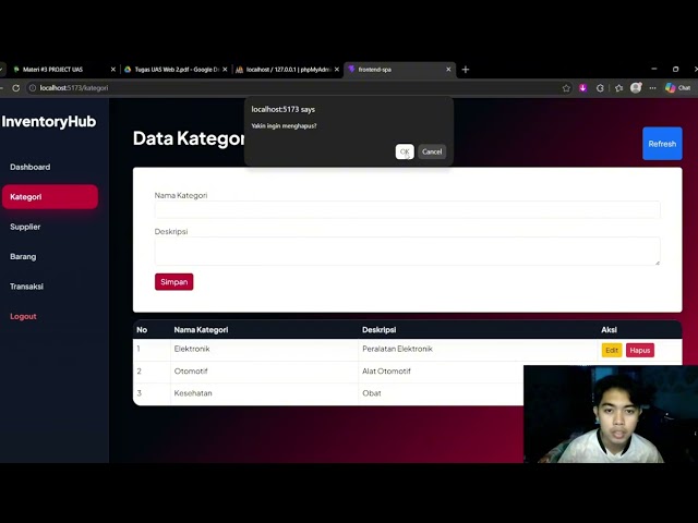 InventoryHub | CRUD Inventori dengan Vue.js, CodeIgniter 4 dan MySQL | UAS Pemrograman Web 2